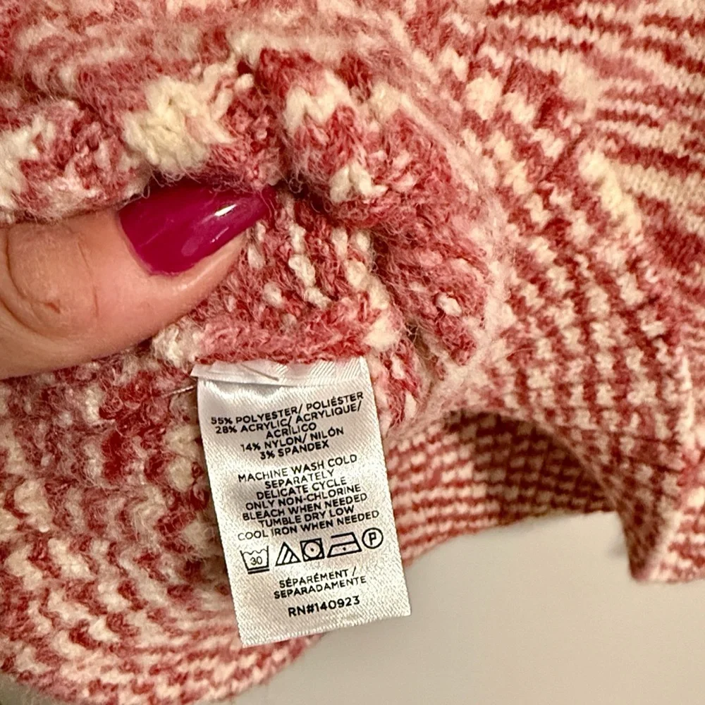 NWT LOFT Burgundy and Cream Cowl Neck Sweater​ - XS